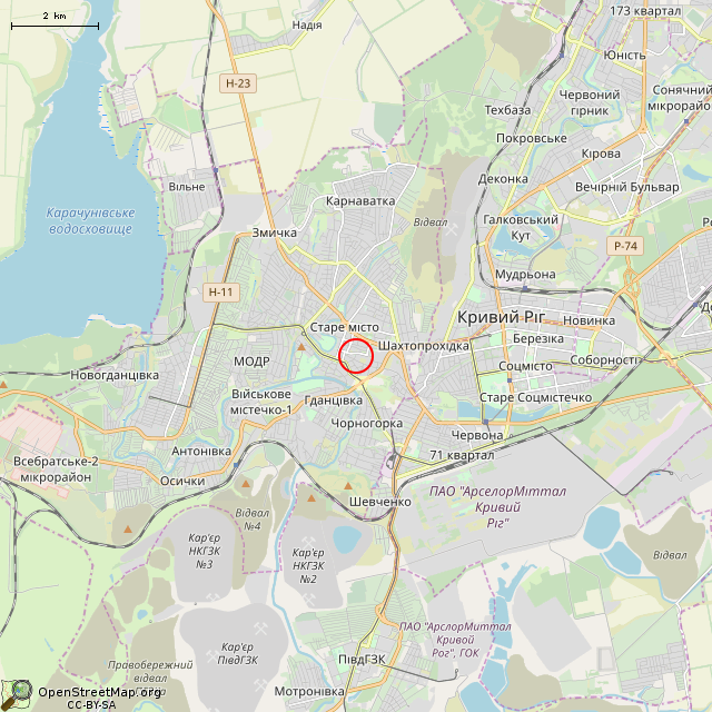 Карта где находится Городской историко-краеведческий музей (Кривой Рог) в мелком масштабе