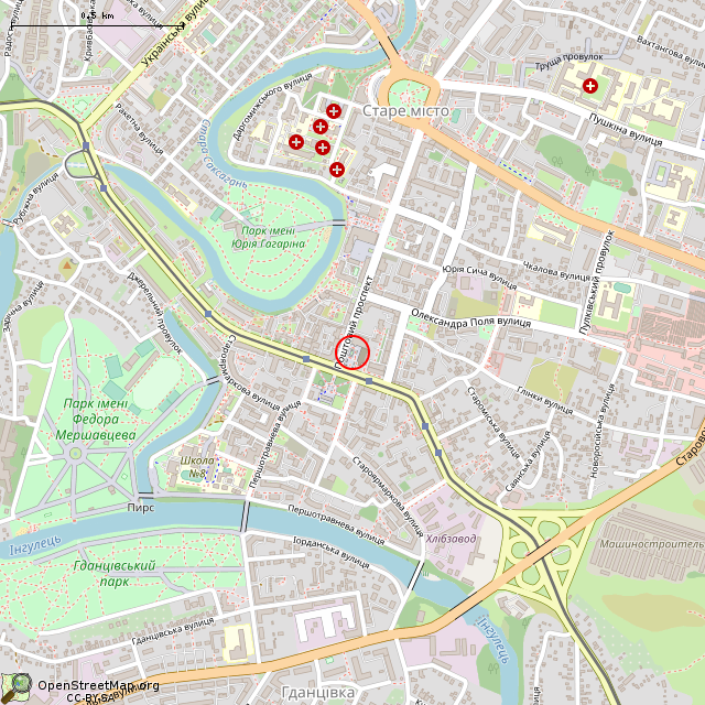 Карта где находится Фонтан (Кривой Рог) в среднем масштабе