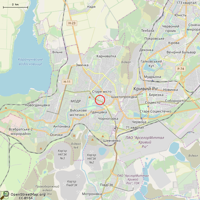 Карта где находится Фонтан (Кривой Рог) в мелком масштабе