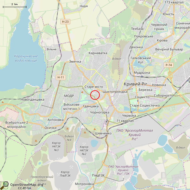 Карта где находится «Дом Чердакова» (Кривой Рог) в мелком масштабе