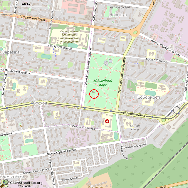 Карта где находится Памятный крест (Кривой Рог) в среднем масштабе