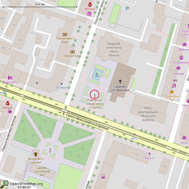 Карта где находится Скульптура солдата (Кривой Рог) в крупном масштабе