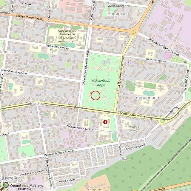 Карта где находится Памятник пограничным войскам (Кривой Рог) в среднем масштабе