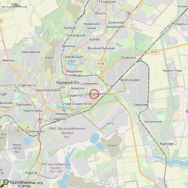 Карта где находится Самолёт СУ-15 (Кривой Рог) в мелком масштабе