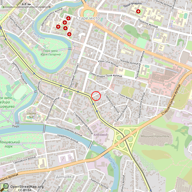 Карта где находится Каунасская ул., 2Б (Кривой Рог) в среднем масштабе