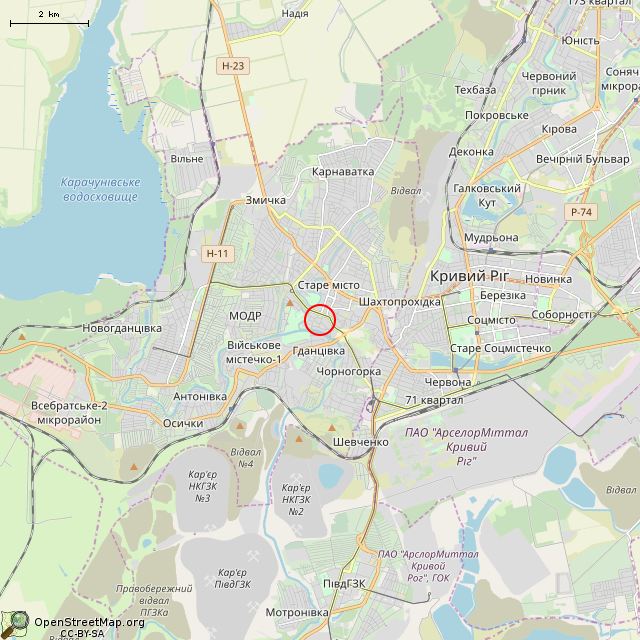 Карта где находится Криворожское епархиальное управление УПЦ (Кривой Рог) в мелком масштабе