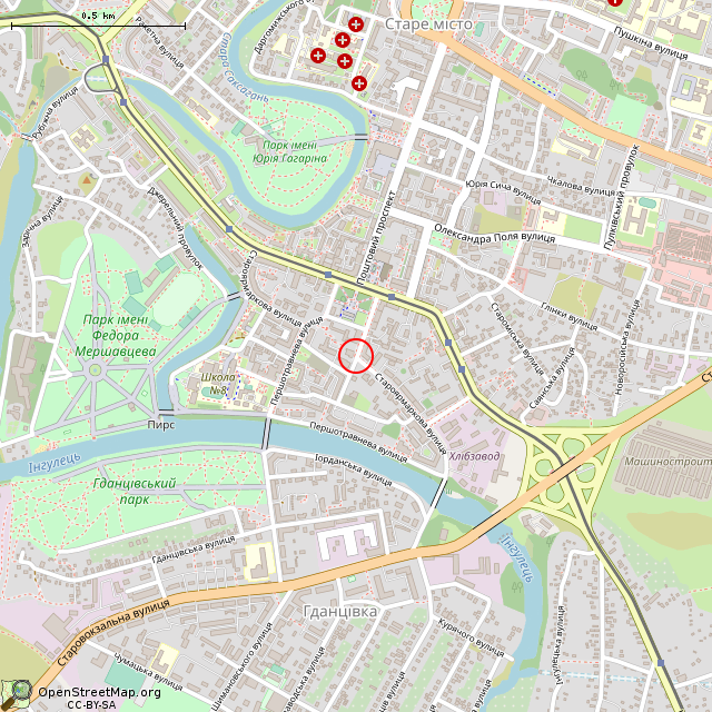 Карта где находится Дореволюционная рекламная тумба (Кривой Рог) в среднем масштабе