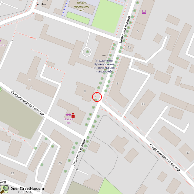 Карта где находится Дореволюционная рекламная тумба (Кривой Рог) в крупном масштабе