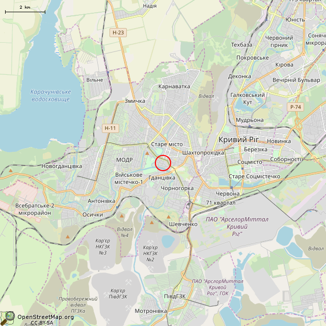 Карта где находится Дореволюционная рекламная тумба (Кривой Рог) в мелком масштабе