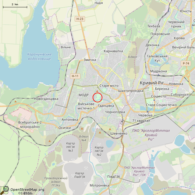 Карта где находится Фонтан (Кривой Рог) в мелком масштабе