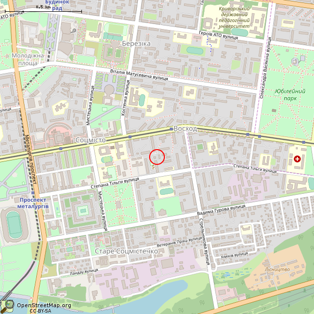 Карта где находится Технологический резервуар (Кривой Рог)      | бак, цистерна, резервуар в среднем масштабе