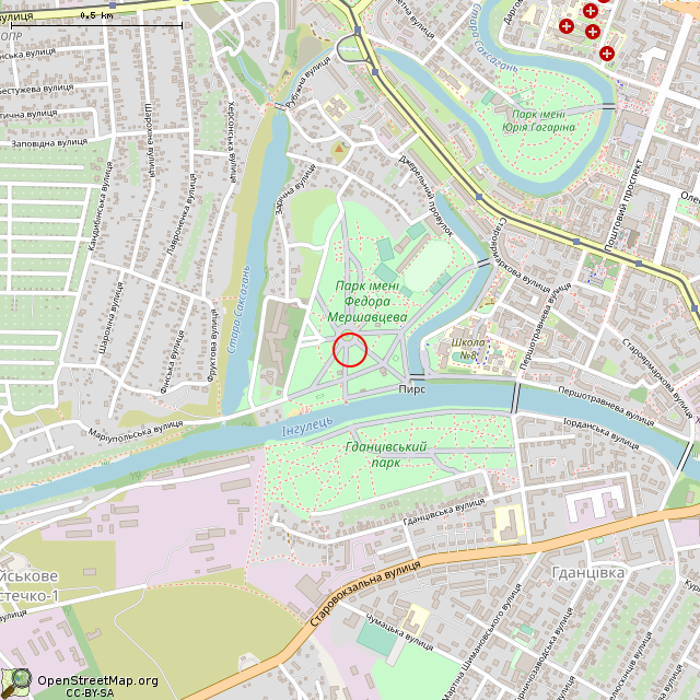 Карта где находится Казацкий могильный крест (Кривой Рог) в среднем масштабе