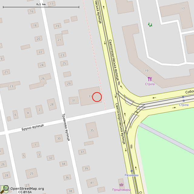 Карта где находится Бывший ресторан «Три товарища» (Кривой Рог) в крупном масштабе