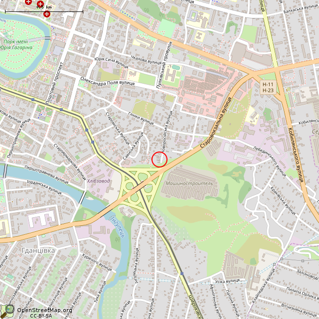 Карта где находится Заброшенный дом (Кривой Рог)      | заброшенный, неиспользуемый объект в среднем масштабе