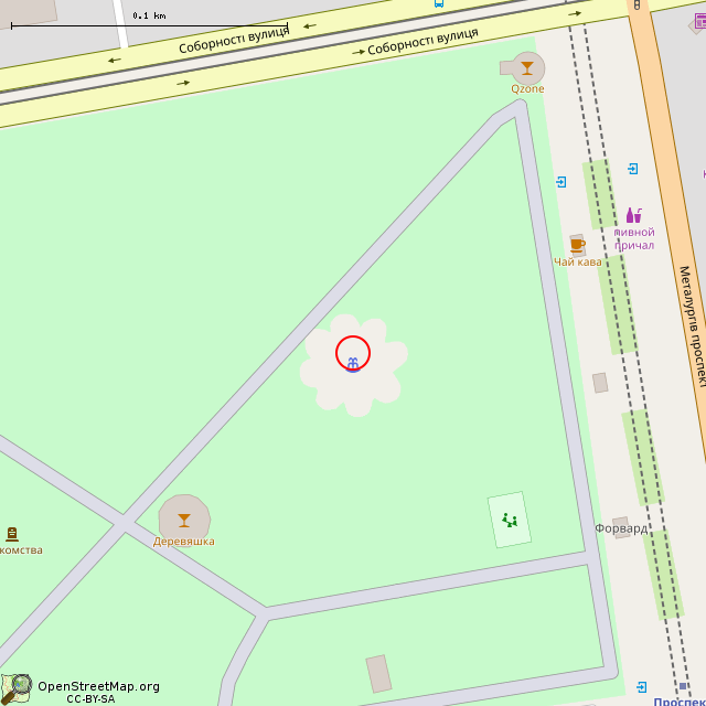 Карта где находится Фонтан «Цветок» (Кривой Рог) в крупном масштабе