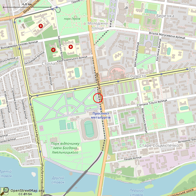 Карта где находится Бистро «Гол!!!» (Кривой Рог) в среднем масштабе