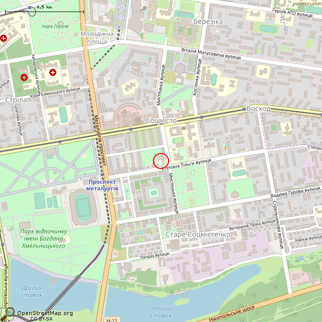 Карта где находится Статуя «Снежная королева» (Кривой Рог) в среднем масштабе