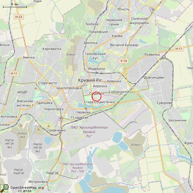 Карта где находится Статуя «Снежная королева» (Кривой Рог) в мелком масштабе