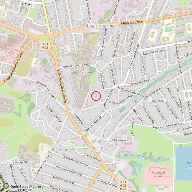 Карта где находится Дореволюционное здание (Кривой Рог)      | заброшенный, неиспользуемый объект, опасное место в среднем масштабе