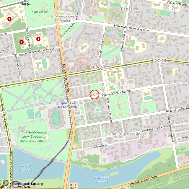 Карта где находится Замороженное строительство (Кривой Рог) в среднем масштабе