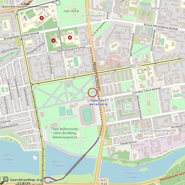 Карта где находится Скульптура (Кривой Рог) в среднем масштабе