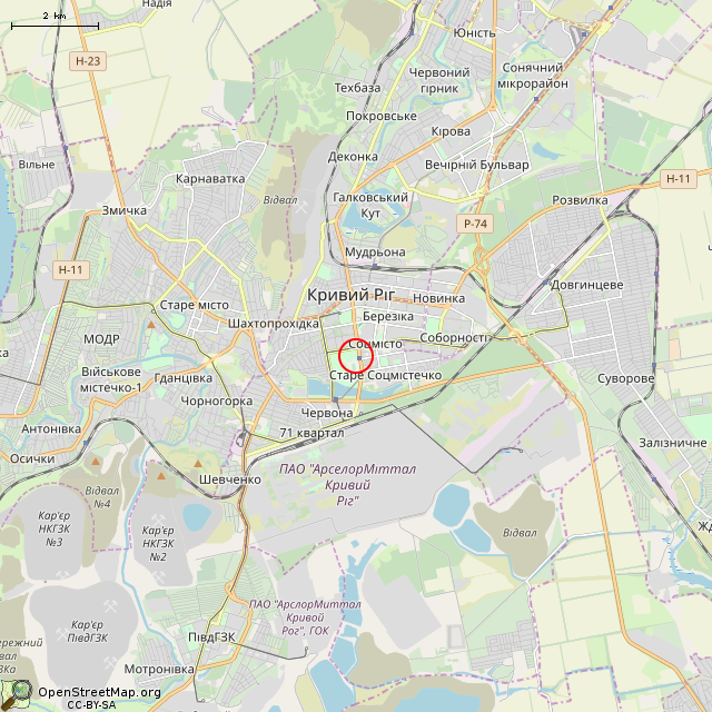 Карта где находится Скульптура (Кривой Рог) в мелком масштабе