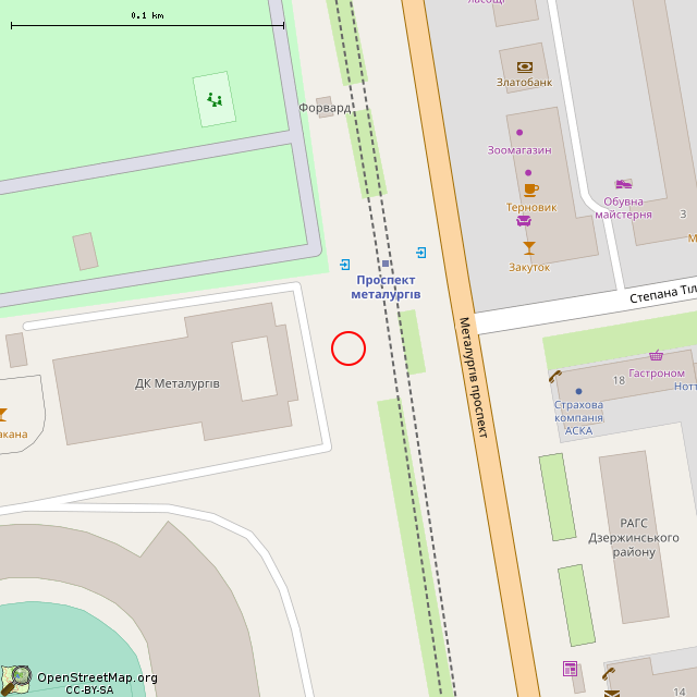 Карта где находится Постамент бывшего памятника В. И. Ленину (Кривой Рог) в крупном масштабе