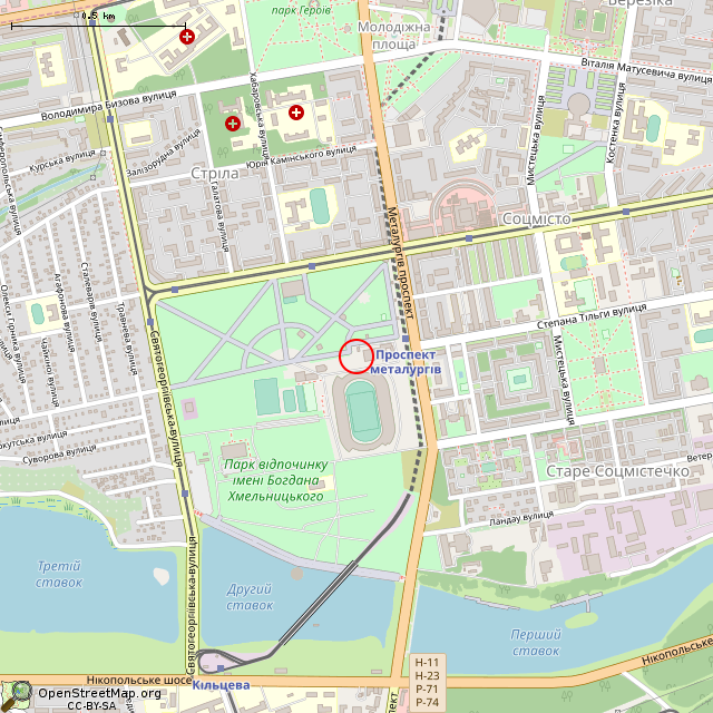 Карта где находится Заброшенная дискотека «Клетка» (Кривой Рог) в среднем масштабе