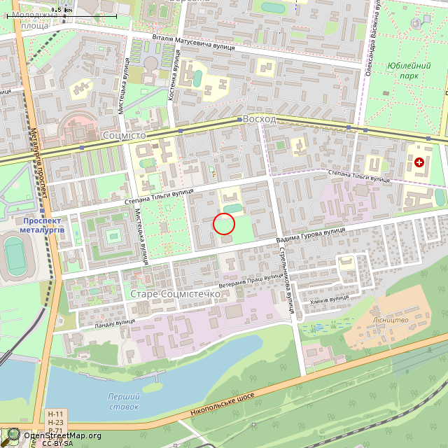 Карта где находится Заброшенный фонтан (Кривой Рог) в среднем масштабе