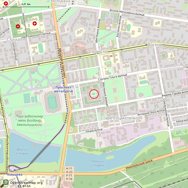 Карта где находится Фонтан (Кривой Рог) в среднем масштабе