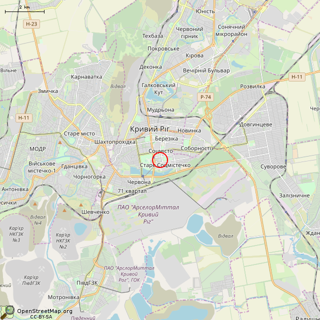 Карта где находится Фонтан (Кривой Рог) в мелком масштабе