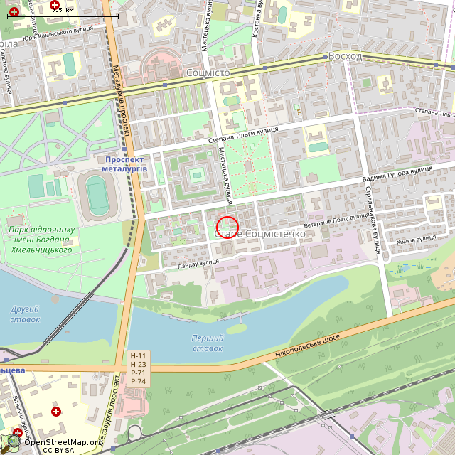 Карта где находится Заброшенное здание (Кривой Рог) в среднем масштабе