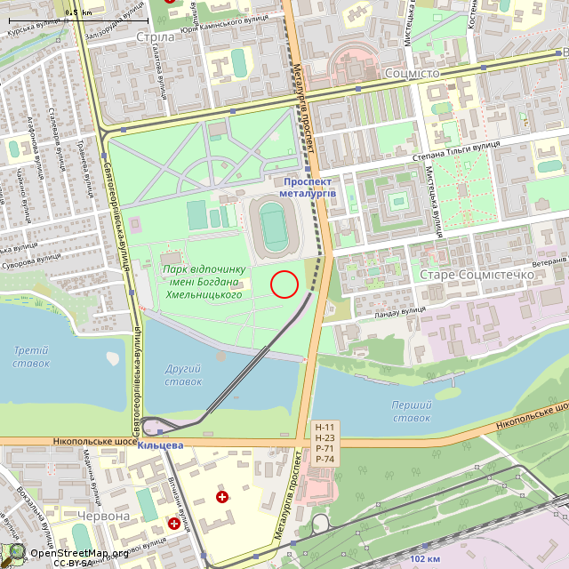 Карта где находится Памятник Богдану Хмельницкому (Кривой Рог) в среднем масштабе