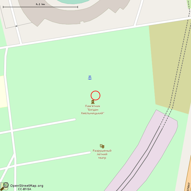 Карта где находится Памятник Богдану Хмельницкому (Кривой Рог) в крупном масштабе