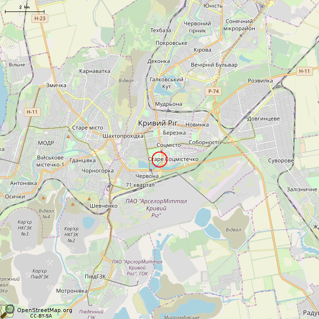 Карта где находится Памятник Богдану Хмельницкому (Кривой Рог) в мелком масштабе