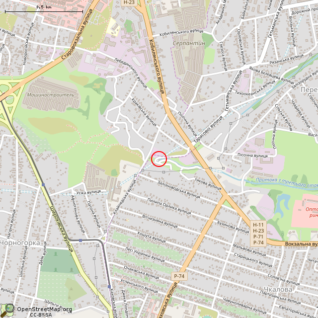 Карта где находится Колодец (шахта) для сброса сточных вод (Кривой Рог) в среднем масштабе