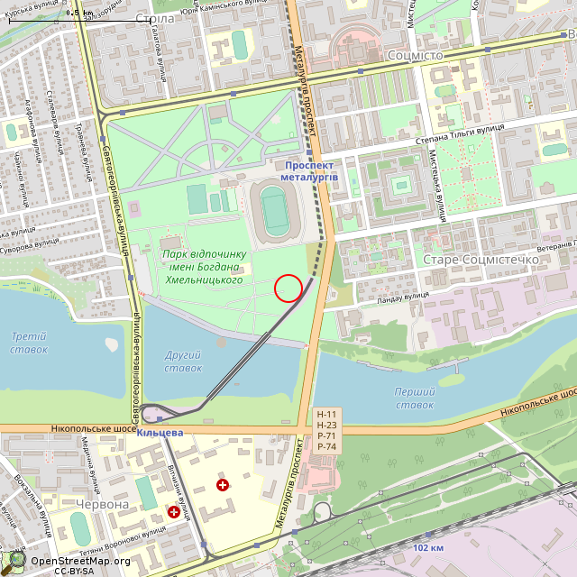 Карта где находится Развалины летнего кинотеатра «Богатырь» (Кривой Рог) в среднем масштабе