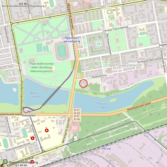 Карта где находится Бывший УПК (Кривой Рог) в среднем масштабе