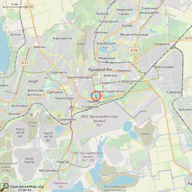 Карта где находится Аварийный водосброс (Кривой Рог) в мелком масштабе