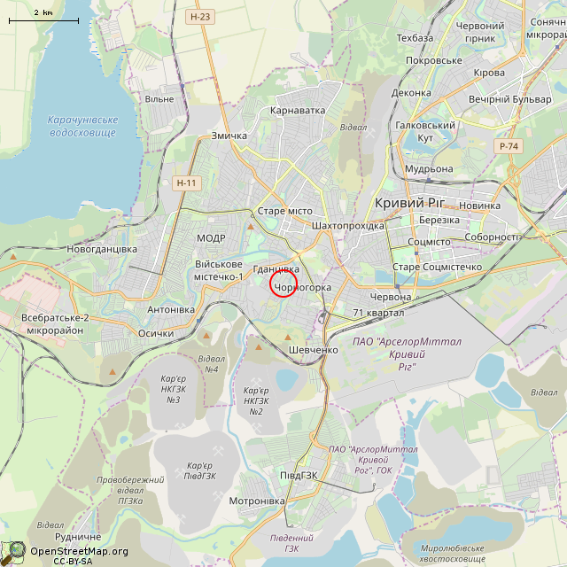 Карта где находится Заброшенный дом (Кривой Рог) в мелком масштабе