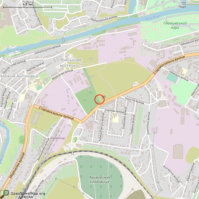 Карта где находится Группа могил советских воинов (Кривой Рог) в среднем масштабе