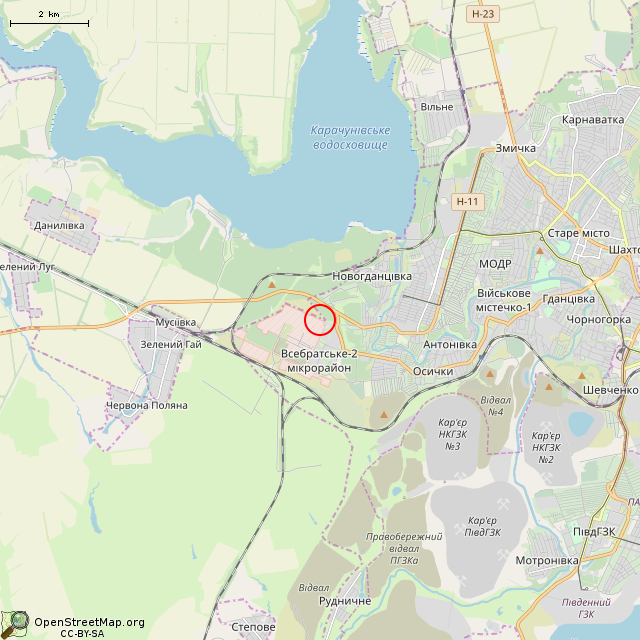 Карта где находится Заброшенное здание (Кривой Рог)      | заброшенный, неиспользуемый объект в мелком масштабе