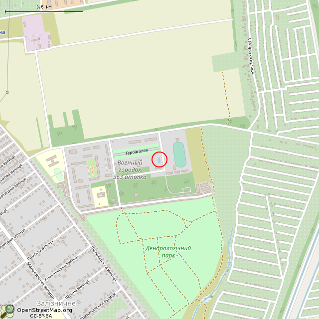 Карта где находится Бывший открытый бассейн (Кривой Рог) в среднем масштабе