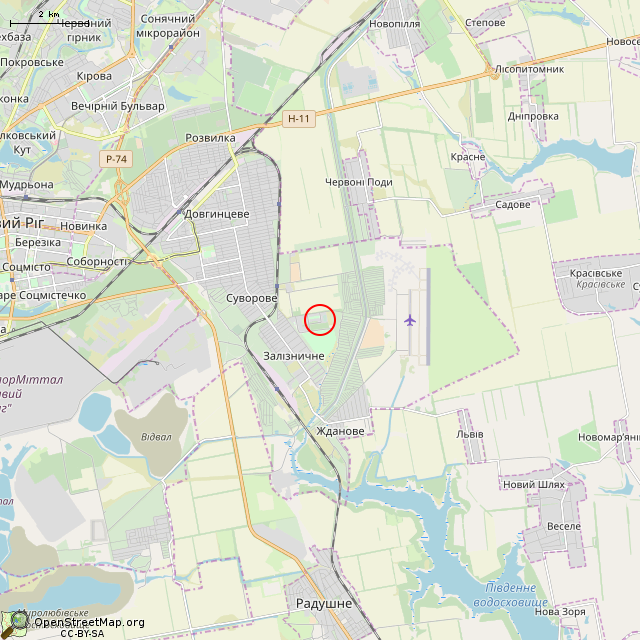 Карта где находится Бывший открытый бассейн (Кривой Рог) в мелком масштабе