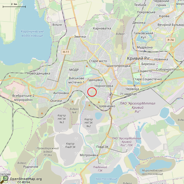 Карта где находится Заброшенная остановка (Кривой Рог) в мелком масштабе
