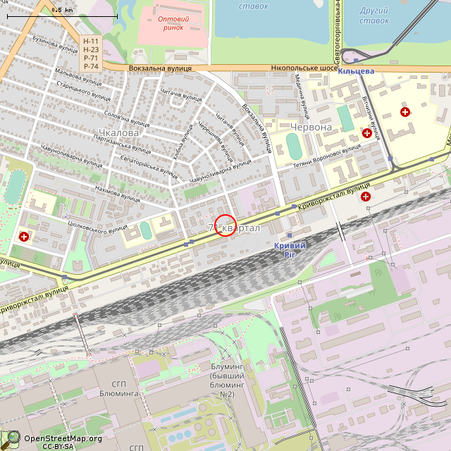 Карта где находится Ворота во двор (Кривой Рог) в среднем масштабе