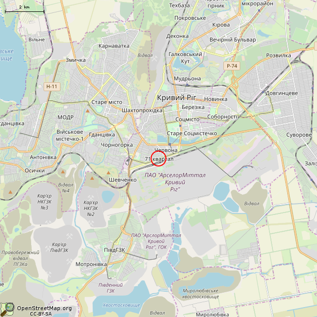 Карта где находится Ворота во двор (Кривой Рог) в мелком масштабе