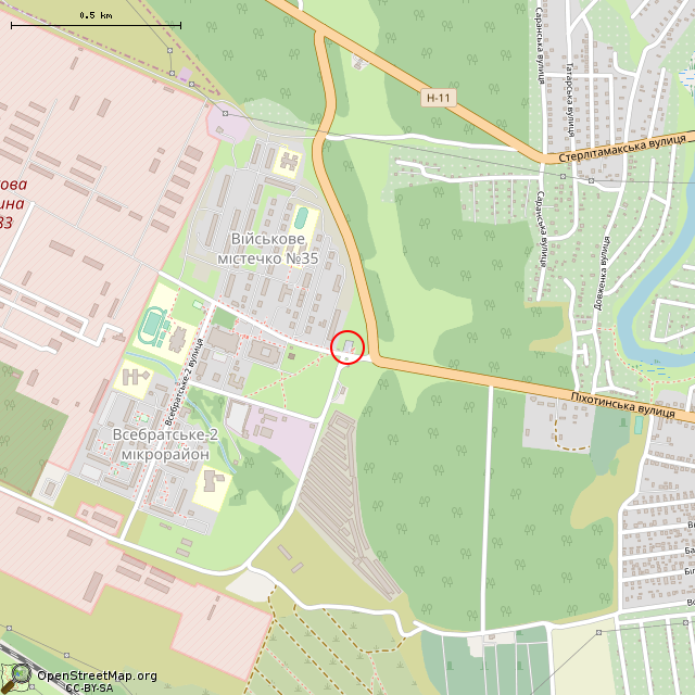 Карта где находится Военный памятник (Кривой Рог) в среднем масштабе