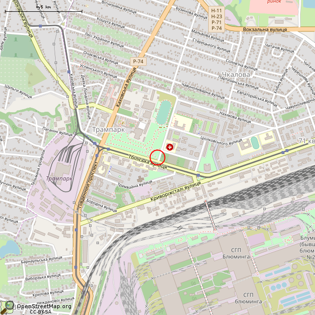 Карта где находится Памятный знак (Кривой Рог) в среднем масштабе