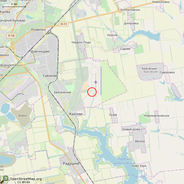 Карта где находится Развалины зданий (Кривой Рог) в мелком масштабе